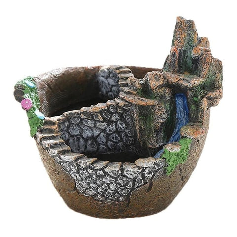 Image of Pastoral Resin Flowerpot Succulent Plants Planter Desktop Potted Holder Home Garden FengShui Decoration Mini Bonsai Pots