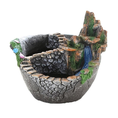 Image of Pastoral Resin Flowerpot Succulent Plants Planter Desktop Potted Holder Home Garden FengShui Decoration Mini Bonsai Pots