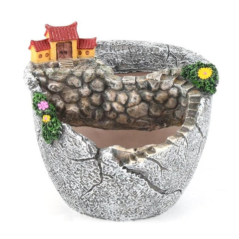 Image of Pastoral Resin Flowerpot Succulent Plants Planter Desktop Potted Holder Home Garden FengShui Decoration Mini Bonsai Pots
