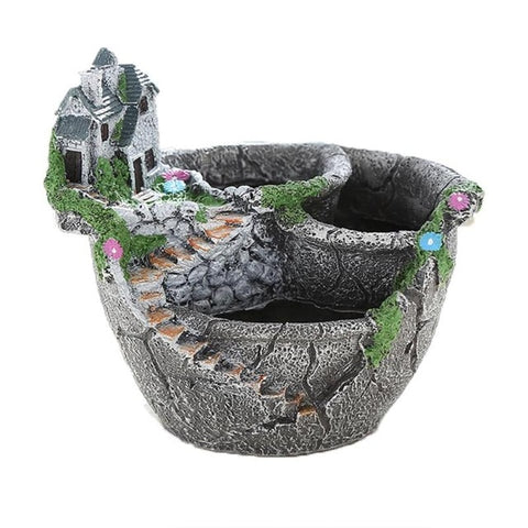 Image of Pastoral Resin Flowerpot Succulent Plants Planter Desktop Potted Holder Home Garden FengShui Decoration Mini Bonsai Pots