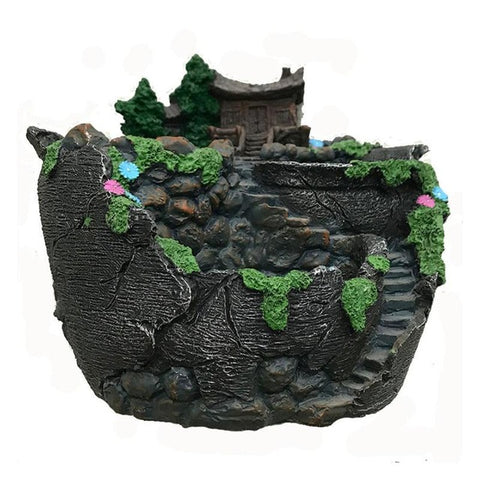 Image of Pastoral Resin Flowerpot Succulent Plants Planter Desktop Potted Holder Home Garden FengShui Decoration Mini Bonsai Pots