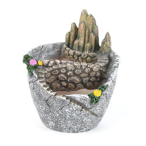 Image of Pastoral Resin Flowerpot Succulent Plants Planter Desktop Potted Holder Home Garden FengShui Decoration Mini Bonsai Pots
